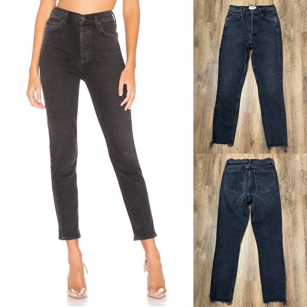 AGOLDE Nico‎ High-Rise Slim Cropped Jeans In Virtue Black